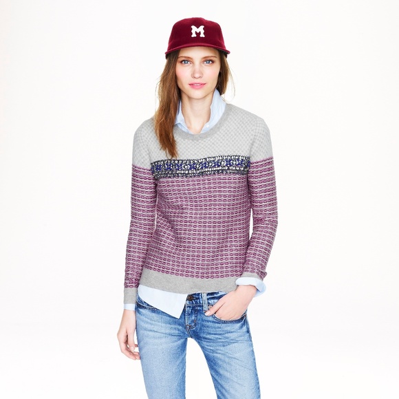 J.Crew Collection jeweled jacquard sweater wool - Picture 1 of 3